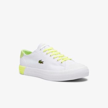 Lacoste Gripshot Canvas and Leather Plimsolls - Plátěné Boty Pánské Bílé / Světle Žluté | CZ-870T5m